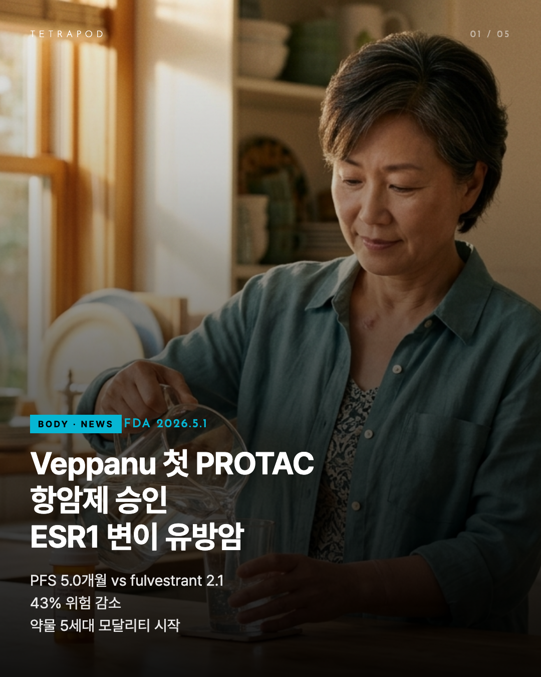 Veppanu PROTAC FDA — 첫 단백질 분해 항암제. ESR1 변이 유방암 PFS 5.0개월