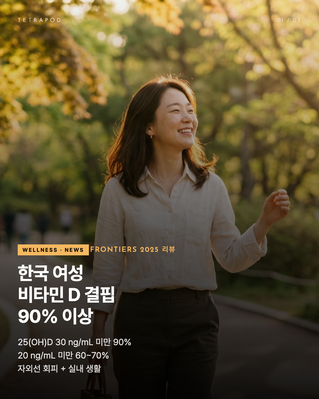 한국 여성 비타민 D 결핍 90%, 4,000 IU가 의미를 만드는 순간 — 자가면역 재발률·MRI 병변 감소 데이터로 본 5장