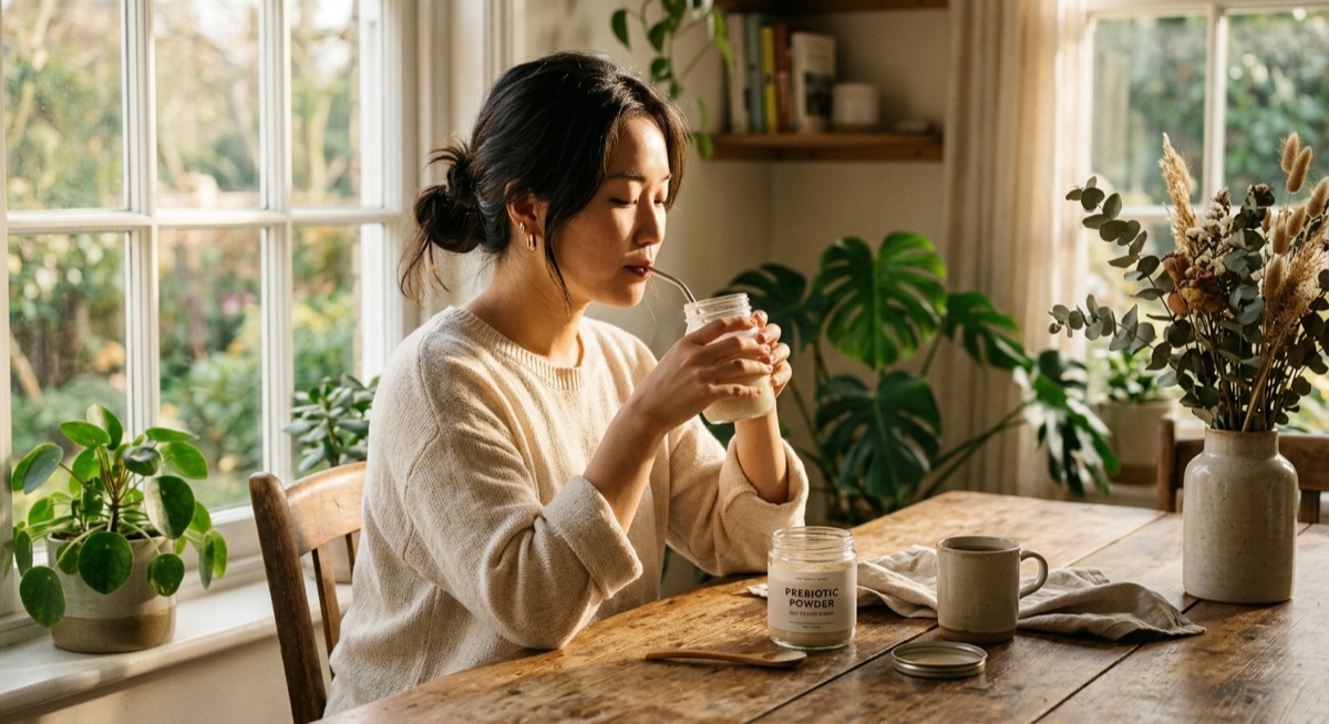 GOS 프리바이오틱, 18~25세 여성 4주 보충에 불안 감소 + Bifidobacterium 증가. gut-brain axis 직접 데이터